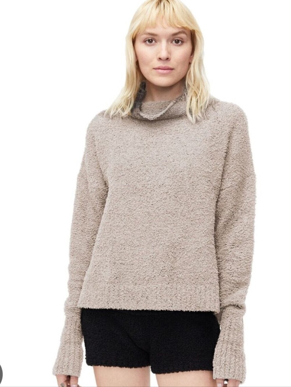 UGG Women's Sage Taupe Plush Cowl Sweater